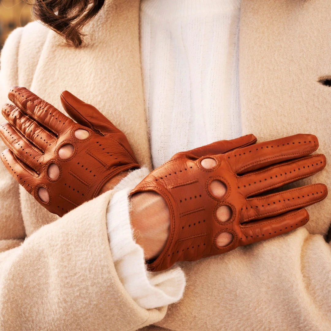 Fratelli Orsini Alessa (cognac) - Lambskin Leather Driving Gloves Women's Gloves 8 Fratelli Orsini Alessa (cognac) - Lambskin Leather Driving Gloves Women's Gloves