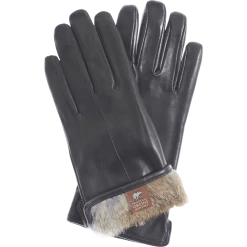 Fratelli Orsini Francesca (black) - Lambskin Leather Gloves With Brown Fur Lining Women's Gloves