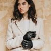 Fratelli Orsini Women's Gloves Francesca (black) - Lambskin Leather Gloves With White Fur Lining 1 Fratelli Orsini Women's Gloves Francesca (black) - Lambskin Leather Gloves With White Fur Lining