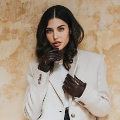 Fratelli Orsini Women's Gloves Francesca (brown) - Lambskin Leather Gloves With Brown Fur Lining 20 Fratelli Orsini Women's Gloves Francesca (brown) - Lambskin Leather Gloves With Brown Fur Lining