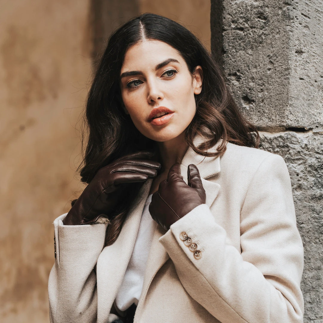 Fratelli Orsini Women's Gloves Francesca (brown) - Lambskin Leather Gloves With Brown Fur Lining 11 Fratelli Orsini Women's Gloves Francesca (brown) - Lambskin Leather Gloves With Brown Fur Lining