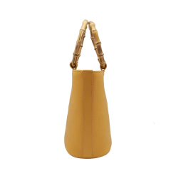 Fratelli Orsini Frida - Calf Leather Women’s Bucket Handbag With Circular Bamboo Handles Leather Bags