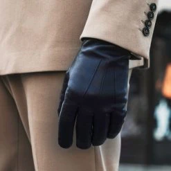 Fratelli Orsini Giovanni (black) - Lambskin Leather Gloves With Cashmere Lining & Touchscreen Men's Gloves
