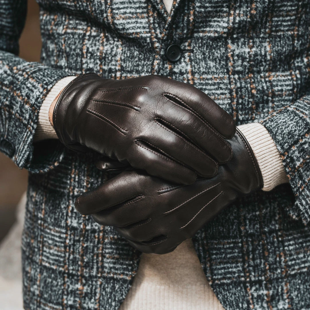 Fratelli Orsini Giovanni (brown) - Lambskin Leather Gloves With Cashmere Lining Men's Gloves 10 Fratelli Orsini Giovanni (brown) - Lambskin Leather Gloves With Cashmere Lining Men's Gloves
