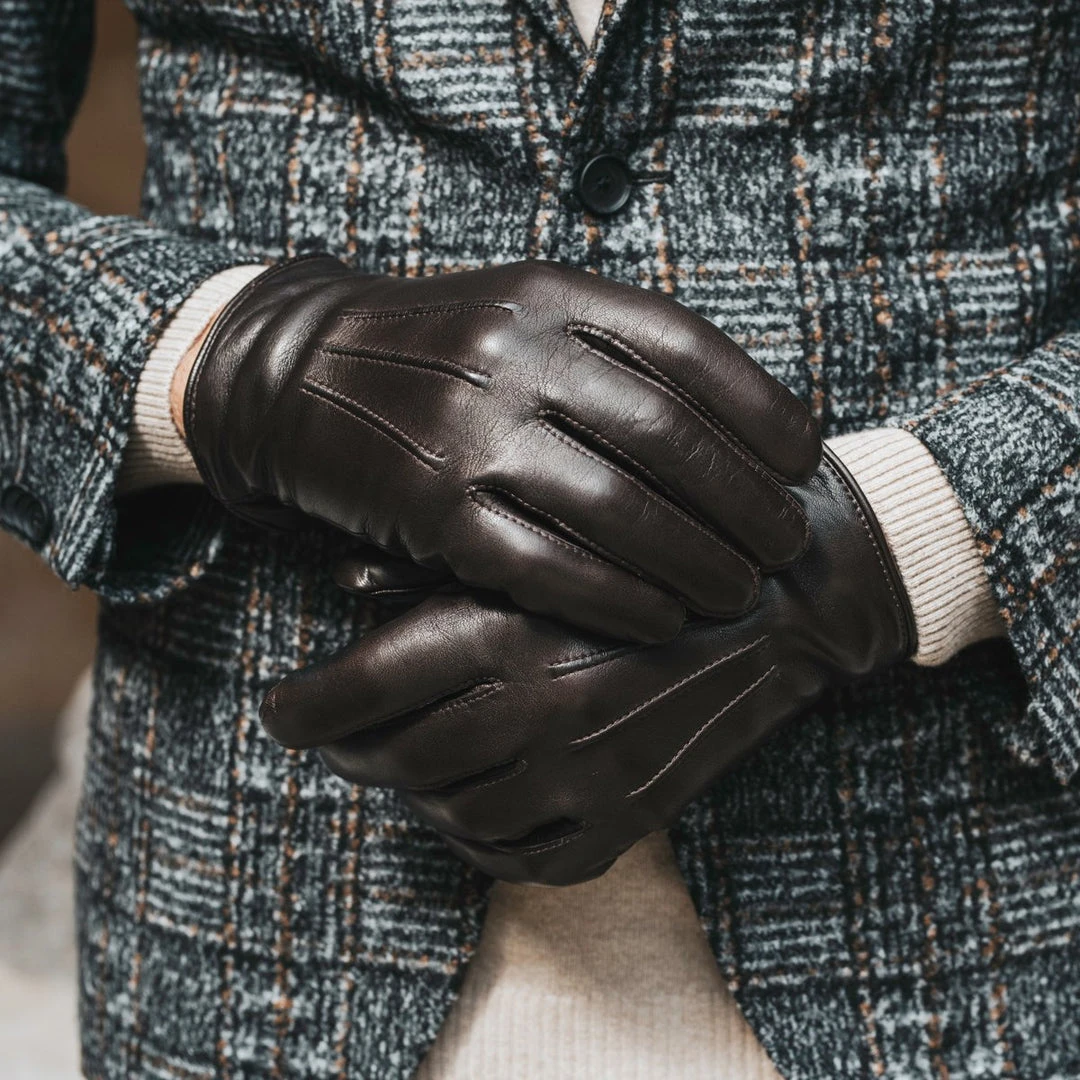 Fratelli Orsini Giovanni (brown) - Lambskin Leather Gloves With Cashmere Lining & Touchscreen Men's Gloves 10 Fratelli Orsini Giovanni (brown) - Lambskin Leather Gloves With Cashmere Lining & Touchscreen Men's Gloves