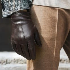 Fratelli Orsini Giovanni (brown) - Lambskin Leather Gloves With Cashmere Lining Men's Gloves 20 Fratelli Orsini Giovanni (brown) - Lambskin Leather Gloves With Cashmere Lining Men's Gloves