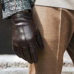 Fratelli Orsini Giovanni (brown) - Lambskin Leather Gloves With Cashmere Lining & Touchscreen Men's Gloves 20 Fratelli Orsini Giovanni (brown) - Lambskin Leather Gloves With Cashmere Lining & Touchscreen Men's Gloves