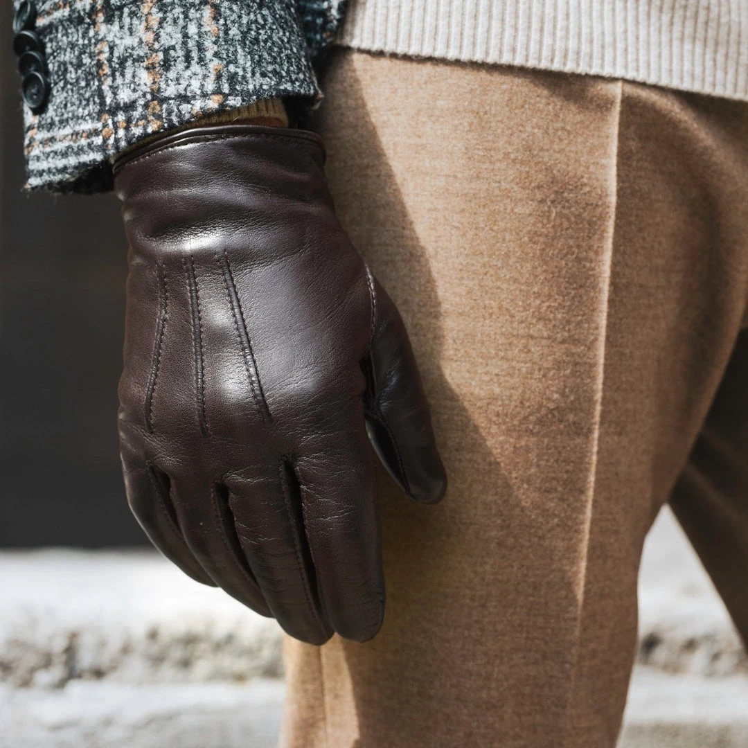 Fratelli Orsini Giovanni (brown) - Lambskin Leather Gloves With Cashmere Lining & Touchscreen Men's Gloves 9 Fratelli Orsini Giovanni (brown) - Lambskin Leather Gloves With Cashmere Lining & Touchscreen Men's Gloves