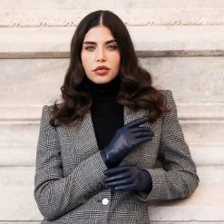Fratelli Orsini Isabella (navy) - Lambskin Leather Gloves With Cashmere Lining Women's Gloves 15 Fratelli Orsini Isabella (navy) - Lambskin Leather Gloves With Cashmere Lining Women's Gloves