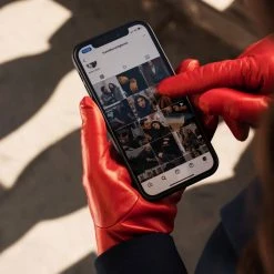 Fratelli Orsini Isabella (red) - Lambskin Leather Gloves With Cashmere Lining & Touchscreen Women's Gloves