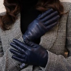 Fratelli Orsini Isabella (navy) - Lambskin Leather Gloves With Cashmere Lining Women's Gloves 16 Fratelli Orsini Isabella (navy) - Lambskin Leather Gloves With Cashmere Lining Women's Gloves