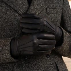 Fratelli Orsini Men's Gloves Lorenzo (black) - American Deerskin Leather Gloves With Cashmere Lining