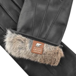 Fratelli Orsini Marco (black) - Lambskin Leather Gloves With Brown Fur Lining Men's Gloves