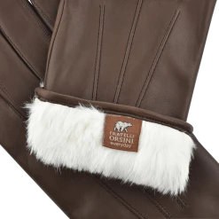 Fratelli Orsini Men's Gloves Marco (brown) - Lambskin Leather Gloves With White Fur Lining