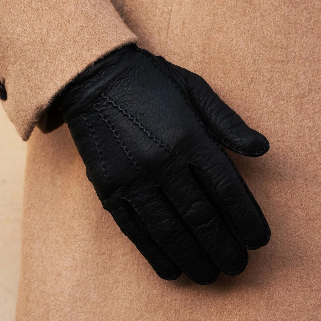 Fratelli Orsini Men's Gloves Antonio (black) - Peccary Leather Gloves With Cashmere Lining 9 Fratelli Orsini Men's Gloves Antonio (black) - Peccary Leather Gloves With Cashmere Lining