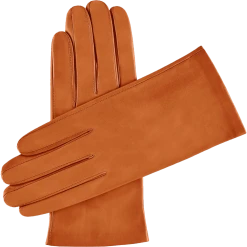 Fratelli Orsini Women's Gloves Sofia (cognac) - Lambskin Leather Gloves With Silk Lining